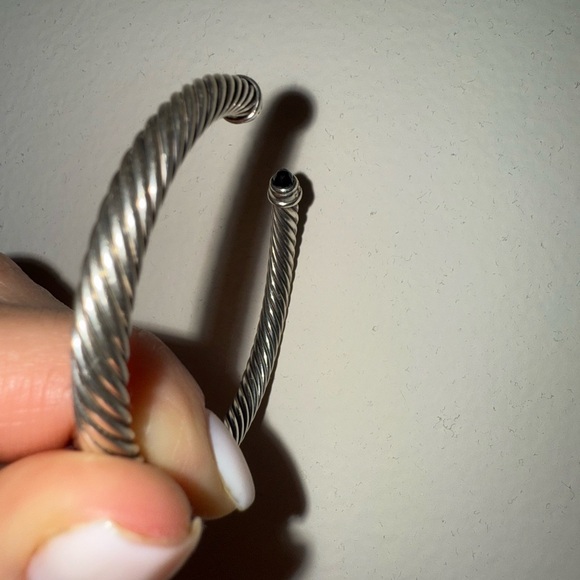 David Yurman Cable Bracelet Sterling Silver with Black Onyx and Diamonds, 4mm - Picture 4 of 5